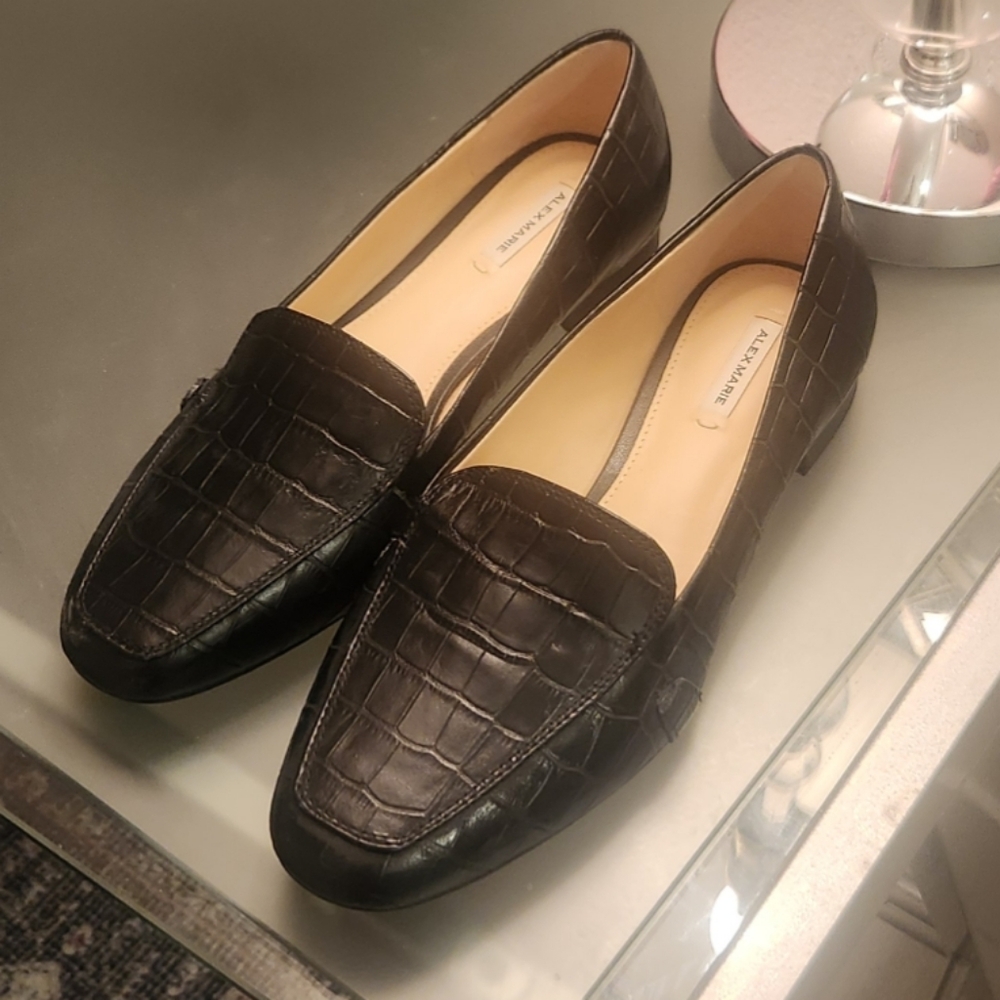 Alex Marie Black Flats Loafers Leather NEW Without Tags